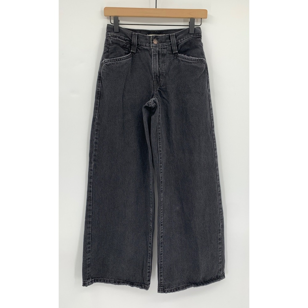 Levis Wide Leg Jeans Women 24 Black 94 Baggy Wide Leg Fade Denim Pants